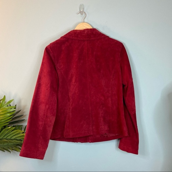 Chico’s Red Button Front Leather Jacket - Picture 8 of 9